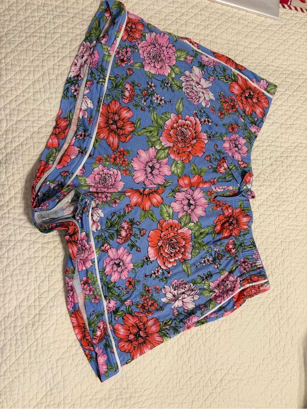 3 Room Service -Women's Navy, Floral, and Pink Lounge/ PJ Shorts - Large - Picture 7 of 10